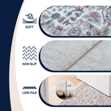Subtlety Medallion All-over Floral Border Non-slip Machine-washable Area Rug