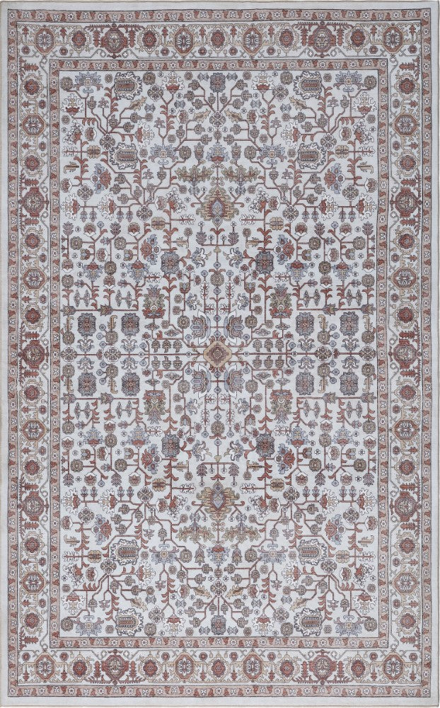 Subtlety Medallion All-over Floral Border Non-slip Machine-washable Area Rug
