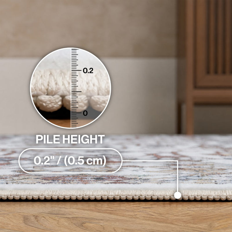 Subtlety Medallion All-over Floral Border Non-slip Machine-washable Area Rug