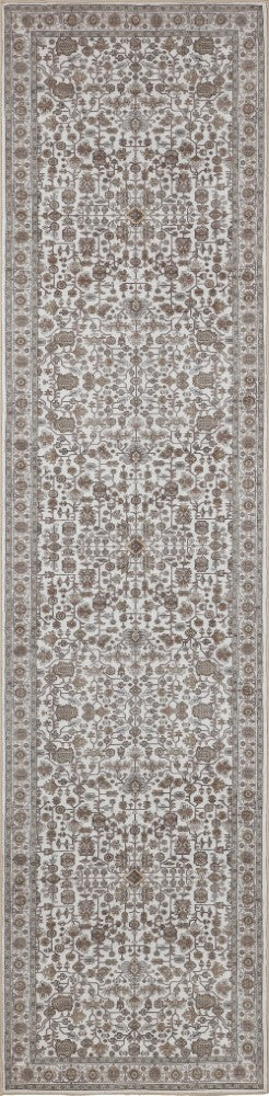 Subtlety Medallion All-over Floral Border Non-slip Machine-washable Area Rug