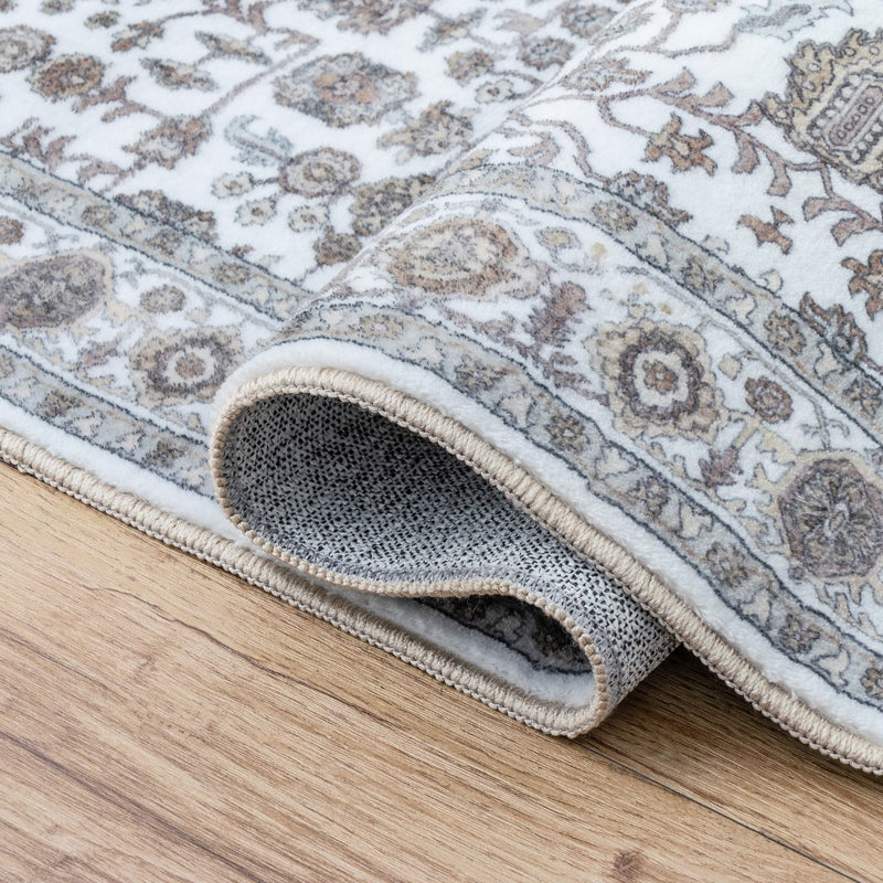 Subtlety Medallion All-over Floral Border Non-slip Machine-washable Area Rug