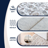 Subtlety Medallion All-over Floral Border Non-slip Machine-washable Area Rug