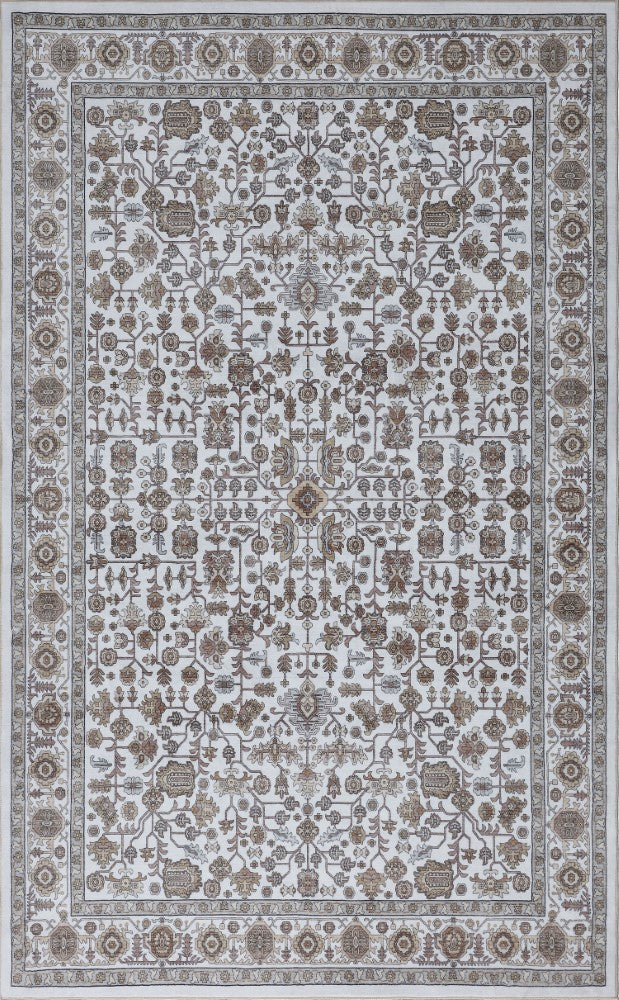 Subtlety Medallion All-over Floral Border Non-slip Machine-washable Area Rug