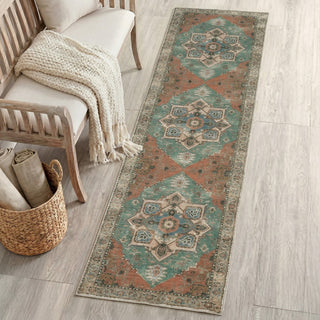 Sersi Ornate Large Medallion Border Non-slip Machine-washable Area Rug