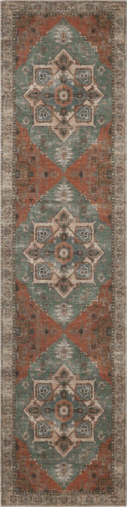 Sersi Ornate Large Medallion Border Non-slip Machine-washable Area Rug