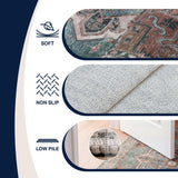 Sersi Ornate Large Medallion Border Non-slip Machine-washable Area Rug