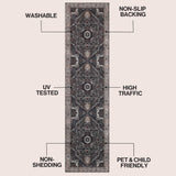 Sersi Ornate Large Medallion Border Non-slip Machine-washable Area Rug