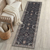 Sersi Ornate Large Medallion Border Non-slip Machine-washable Area Rug