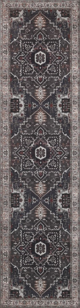 Sersi Ornate Large Medallion Border Non-slip Machine-washable Area Rug