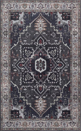 Sersi Ornate Large Medallion Border Non-slip Machine-washable Area Rug