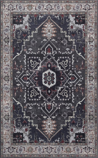 Sersi Ornate Large Medallion Border Non-slip Machine-washable Area Rug