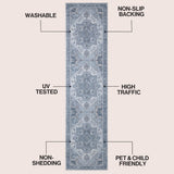 Sersi Ornate Large Medallion Border Non-slip Machine-washable Area Rug