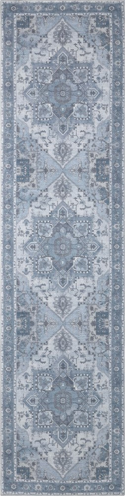 Sersi Ornate Large Medallion Border Non-slip Machine-washable Area Rug