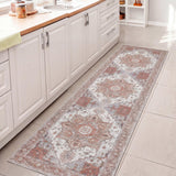 Sersi Ornate Large Medallion Border Non-slip Machine-washable Area Rug