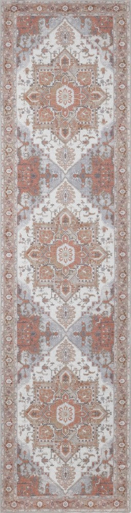 Sersi Ornate Large Medallion Border Non-slip Machine-washable Area Rug