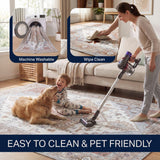 Sersi Ornate Large Medallion Border Non-slip Machine-washable Area Rug