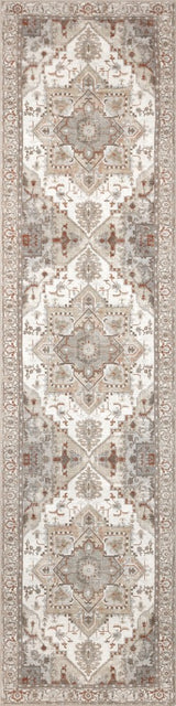 Sersi Ornate Large Medallion Border Non-slip Machine-washable Area Rug