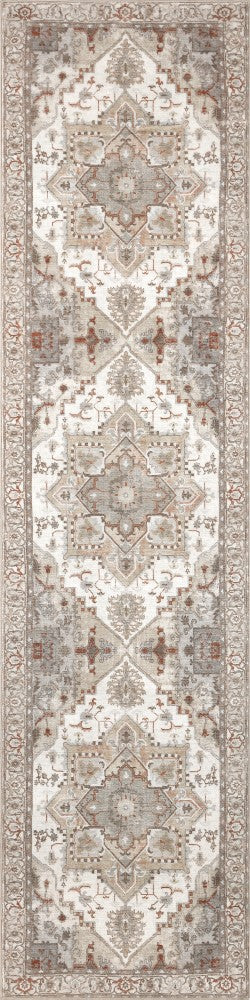 Sersi Ornate Large Medallion Border Non-slip Machine-washable Area Rug