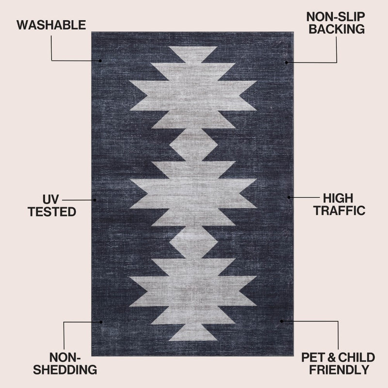 Peyton Minimalist Geometric Totem Non-slip Machine-washable Area Rug