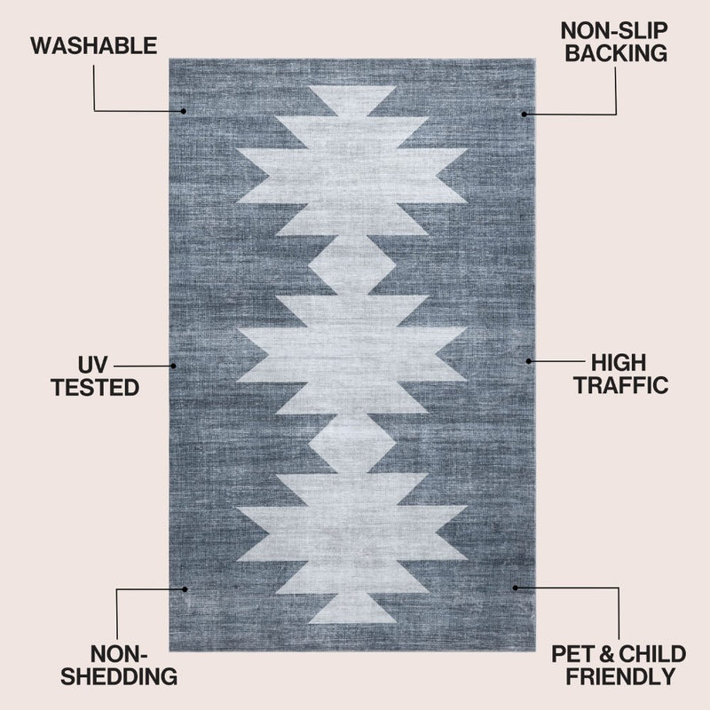 Peyton Minimalist Geometric Totem Non-slip Machine-washable Area Rug