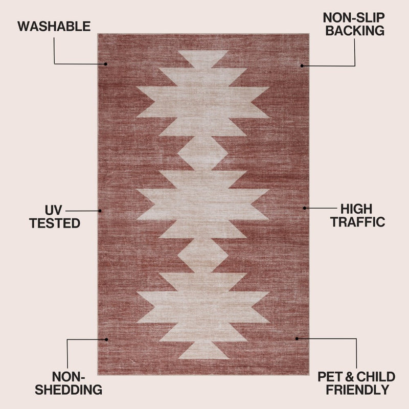 Peyton Minimalist Geometric Totem Non-slip Machine-washable Area Rug
