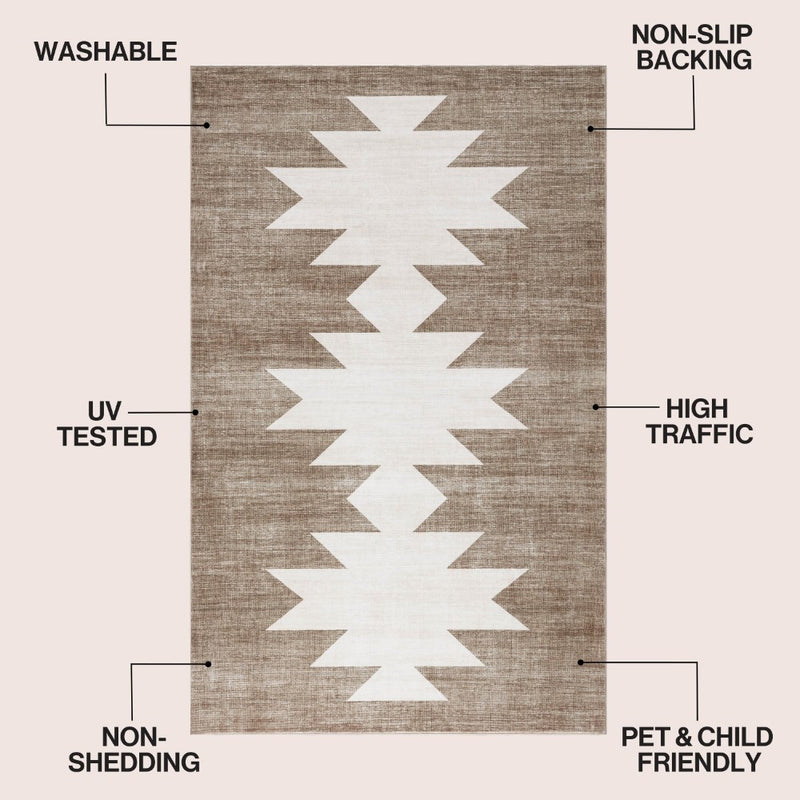 Peyton Minimalist Geometric Totem Non-slip Machine-washable Area Rug