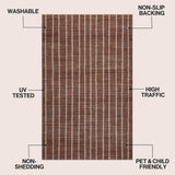 Orton Distressed Ticking Stripe Non-slip Machine-washable Area Rug