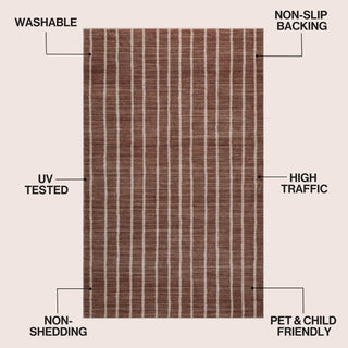 Orton Distressed Ticking Stripe Non-slip Machine-washable Area Rug