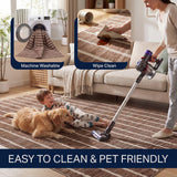 Orton Distressed Ticking Stripe Non-slip Machine-washable Area Rug