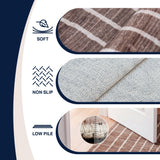 Orton Distressed Ticking Stripe Non-slip Machine-washable Area Rug