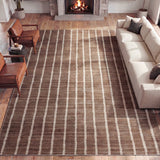 Orton Distressed Ticking Stripe Non-slip Machine-washable Area Rug