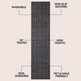 Orton Distressed Ticking Stripe Non-slip Machine-washable Area Rug