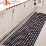 Orton Distressed Ticking Stripe Non-slip Machine-washable Area Rug