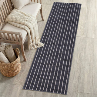 Orton Distressed Ticking Stripe Non-slip Machine-washable Area Rug