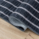 Orton Distressed Ticking Stripe Non-slip Machine-washable Area Rug