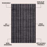 Orton Distressed Ticking Stripe Non-slip Machine-washable Area Rug