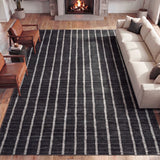 Orton Distressed Ticking Stripe Non-slip Machine-washable Area Rug