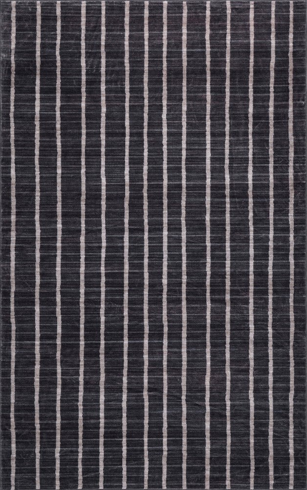 Orton Distressed Ticking Stripe Non-slip Machine-washable Area Rug