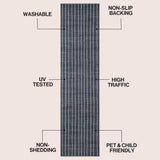 Orton Distressed Ticking Stripe Non-slip Machine-washable Area Rug