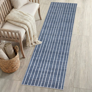 Orton Distressed Ticking Stripe Non-slip Machine-washable Area Rug