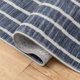 Orton Distressed Ticking Stripe Non-slip Machine-washable Area Rug