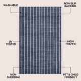 Orton Distressed Ticking Stripe Non-slip Machine-washable Area Rug