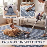 Orton Distressed Ticking Stripe Non-slip Machine-washable Area Rug
