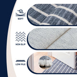 Orton Distressed Ticking Stripe Non-slip Machine-washable Area Rug