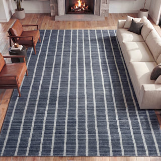 Orton Distressed Ticking Stripe Non-slip Machine-washable Area Rug