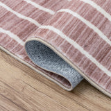 Orton Distressed Ticking Stripe Non-slip Machine-washable Area Rug