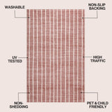 Orton Distressed Ticking Stripe Non-slip Machine-washable Area Rug