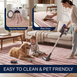 Orton Distressed Ticking Stripe Non-slip Machine-washable Area Rug