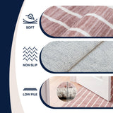 Orton Distressed Ticking Stripe Non-slip Machine-washable Area Rug