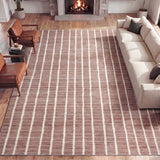 Orton Distressed Ticking Stripe Non-slip Machine-washable Area Rug